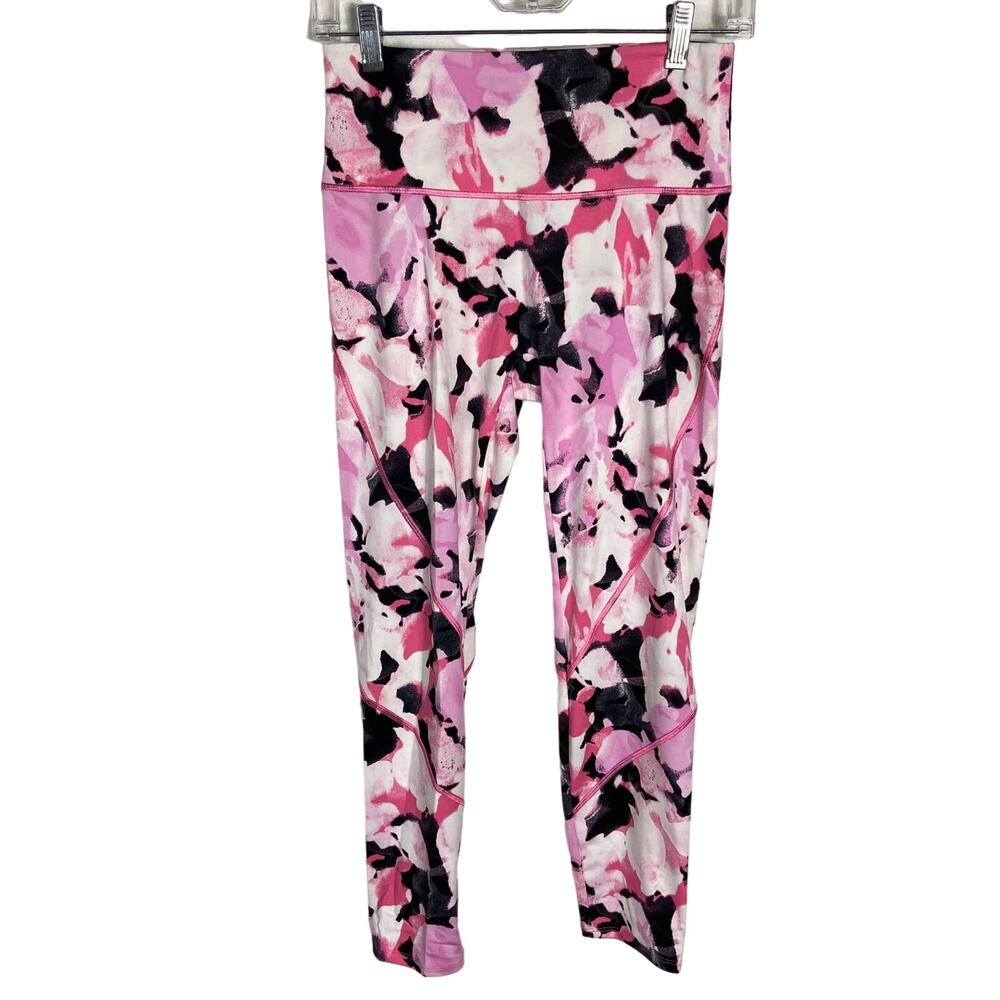 Natori Pink Black Printed Leggings Size S Athleisure Loungewear Knit Pants